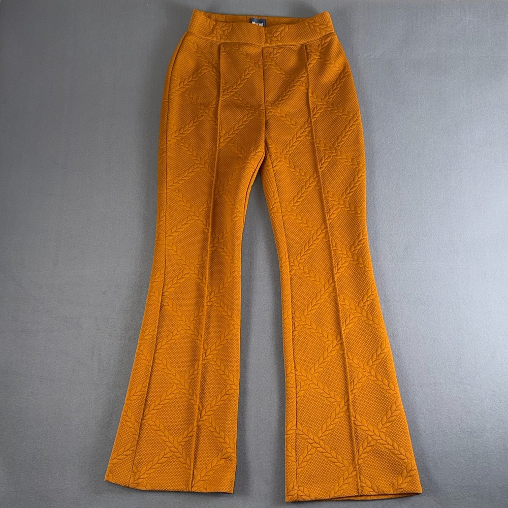 Maeve Textured Mustard Bootcut Flare Pants